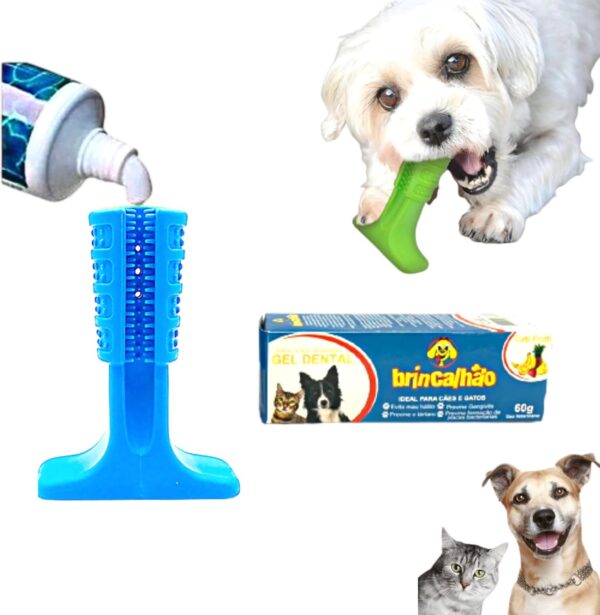 Escova de Dente com Creme Dental Pet